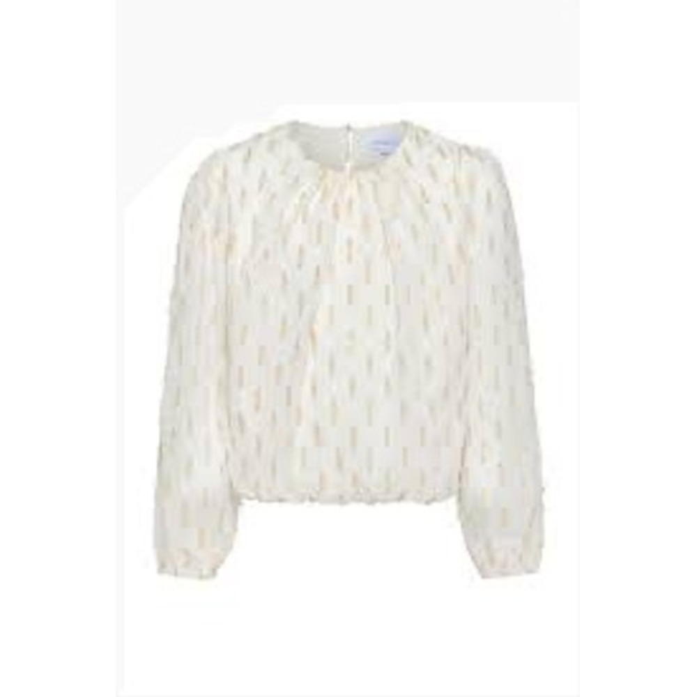 Pleat Wrenā Top Kids 14 Dashing Gold White Metallic Long Sleeve Blouse NWT